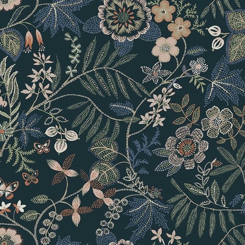 Marilyn Sea Green Floral Trail Wallpaper by Scott Living