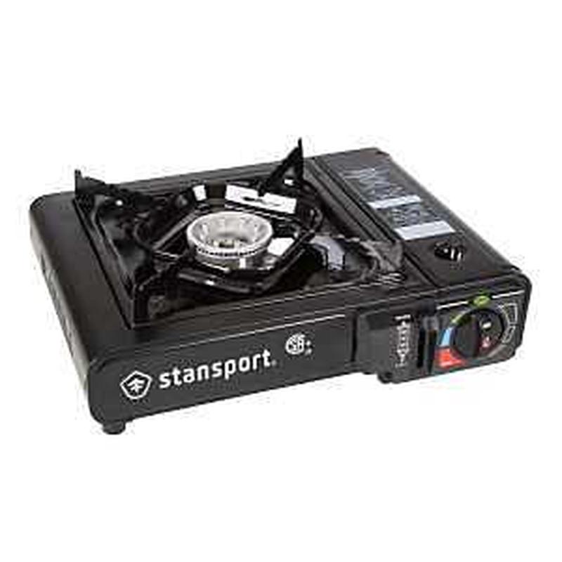 Stansport 186-100 Stove, 1-Burner, Butane, 8000 Btu, Piezo Ignition, Stainless Steel