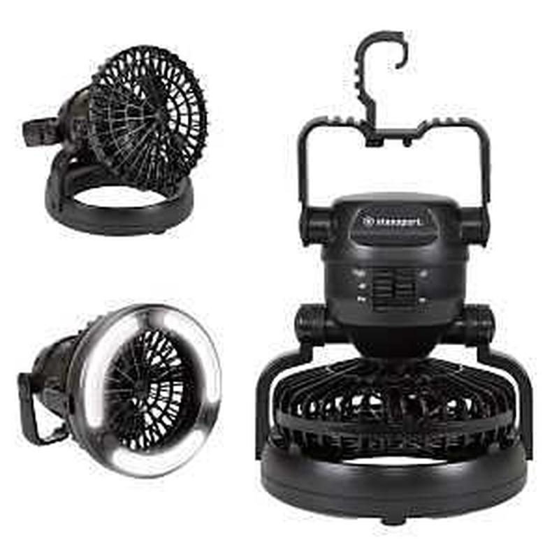 Stansport 450 Lantern and Fan Combo, 18-Lamp, LED Lamp, 40 Lumens Lumens, 240 hr Max Runtime, Black