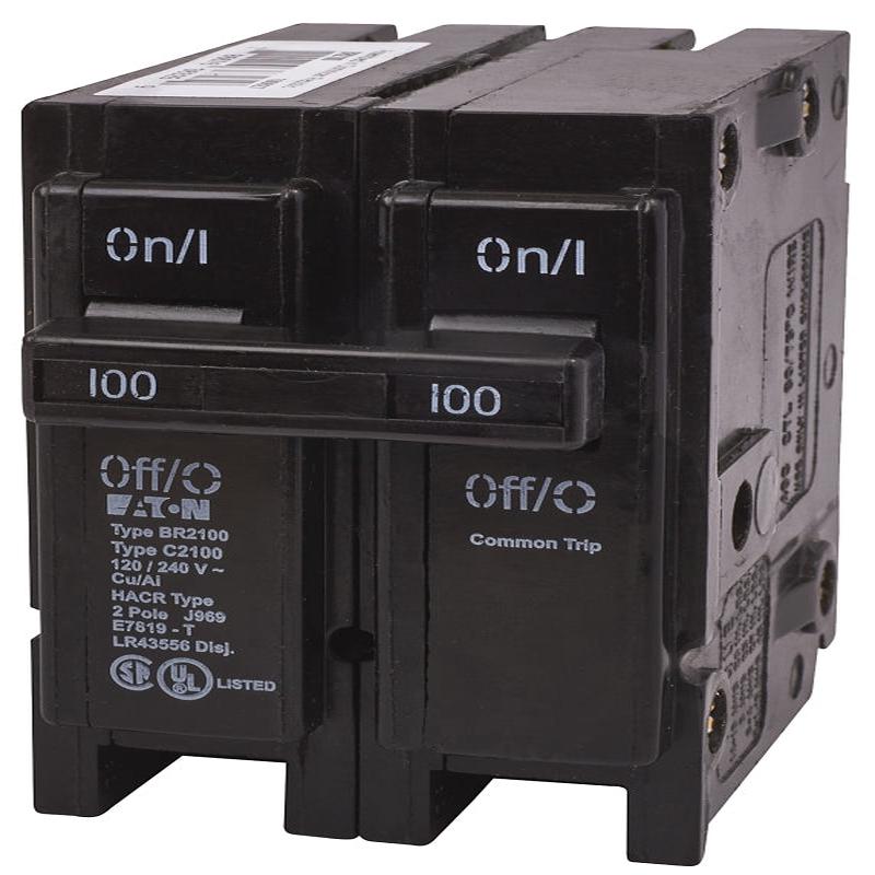 Cutler-Hammer BR2100 Circuit Breaker, Type BR, 100 A, 2-Pole, 120/240 V, Plug