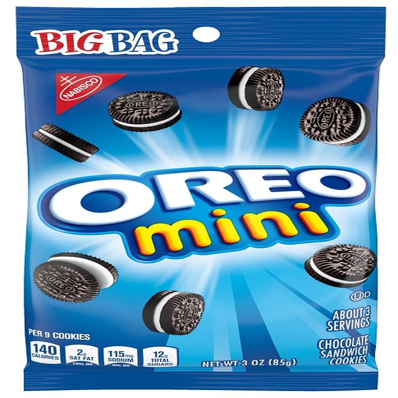 Nabisco 453037 Bite-Size Sandwich Cookies, Chocolate, 3 oz, Bag