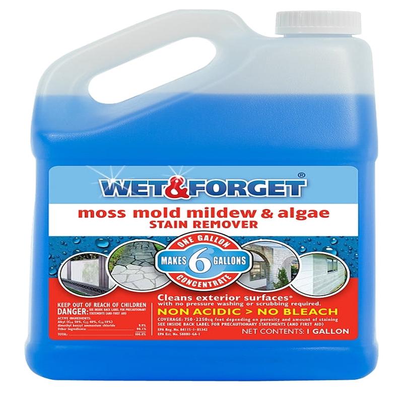Wet & Forget 800128 Mold and Mildew Remover, 1 gal Jug, Liquid, Blue