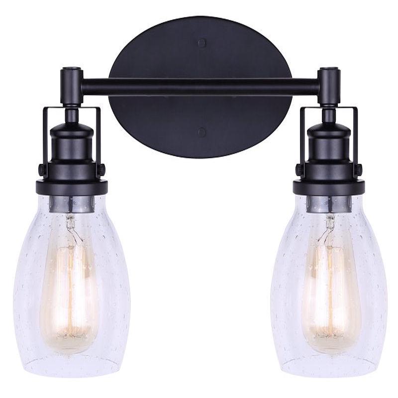 Canarm CARSON IVL705A02BK Vanity Light, 200 W, 2-Lamp, Type A Lamp, Metal Fixture, Black Fixture, Matte Fixture