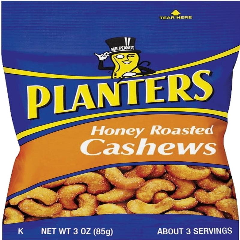 Planters 422700 Cashew, Honey Roasted, 3 oz, Bag