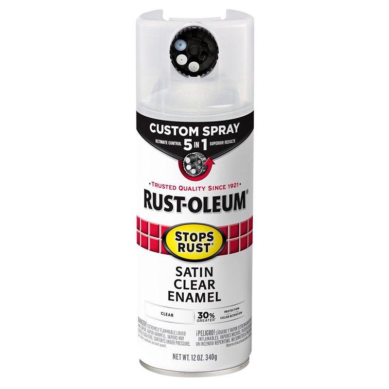 Stops Rust 376883 5-In-1 Enamel Paint, Satin, Clear, 12 oz, Aerosol Can