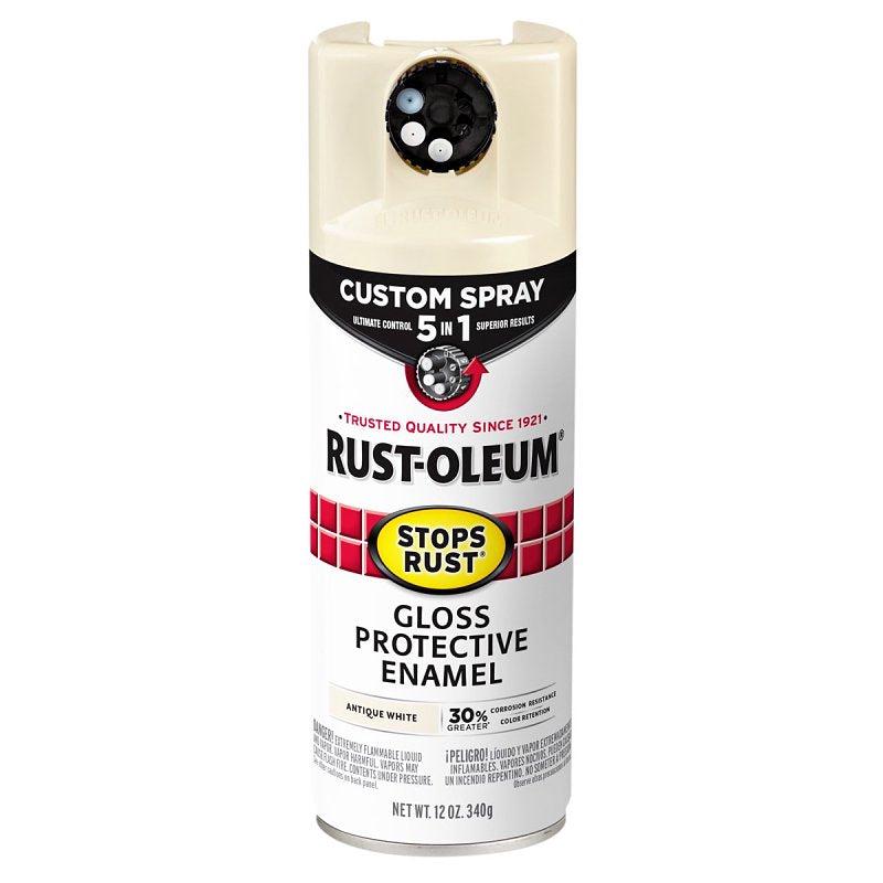 Stops Rust 376887 5-In-1 Enamel Paint, Gloss, Antique White, 12 oz, Aerosol Can
