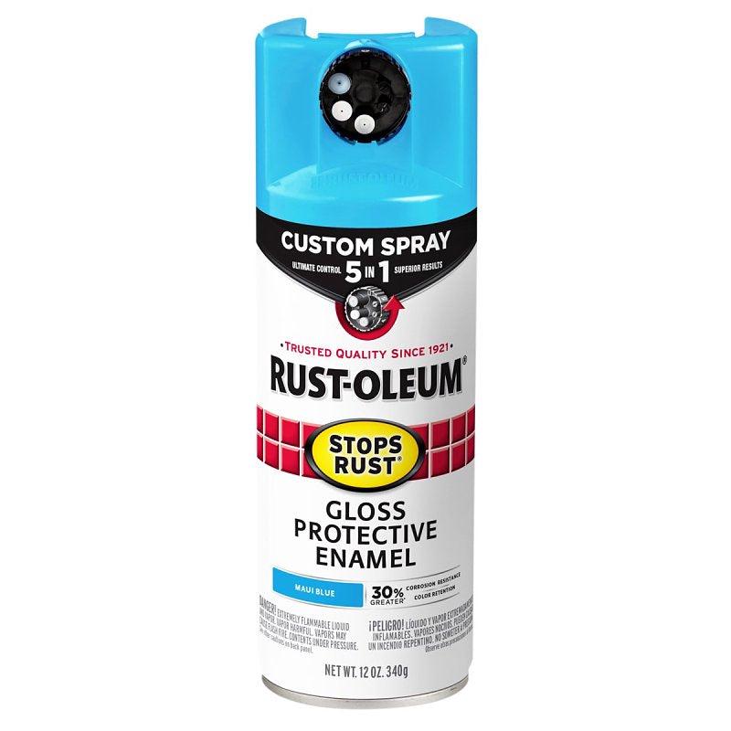 Stops Rust 376907 Rust Preventative Spray Paint, 12 oz Can, 6 to 10 sq-ft/can Coverage Area, Oil Base, Gloss, Maui Blue