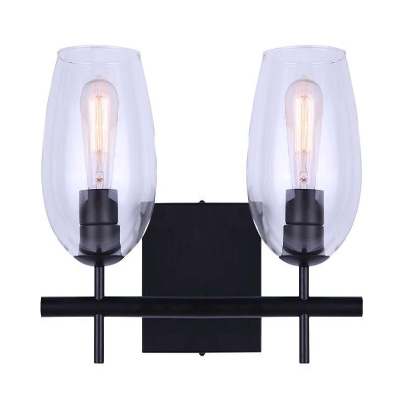 Canarm CAIN IVL1019A02BK Vanity Light, 120 V, 200 W, 2-Lamp, Type A Lamp, Metal Fixture, Black Fixture