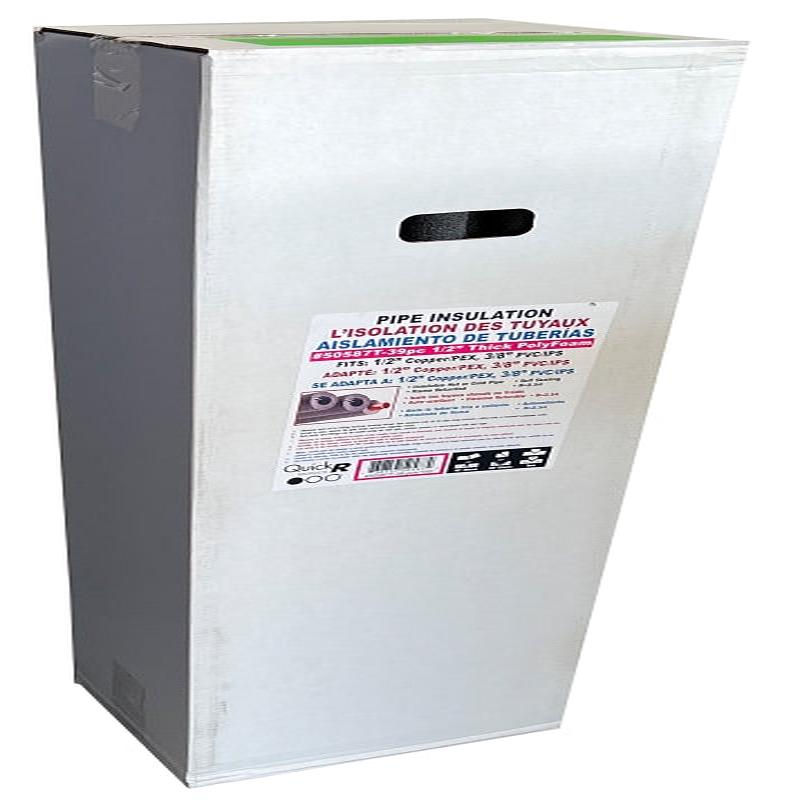 Quick R 50587T Pipe Insulation, 5/8 in ID x 1-5/8 in OD Dia, 46 in L, Poly, Charcoal, 1/2 in Pipe