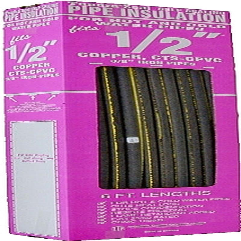 Tundra 30581T Pipe Insulation, 5/8 in ID x 1-3/8 in OD Dia, 6 ft L, Polyolefin, Charcoal