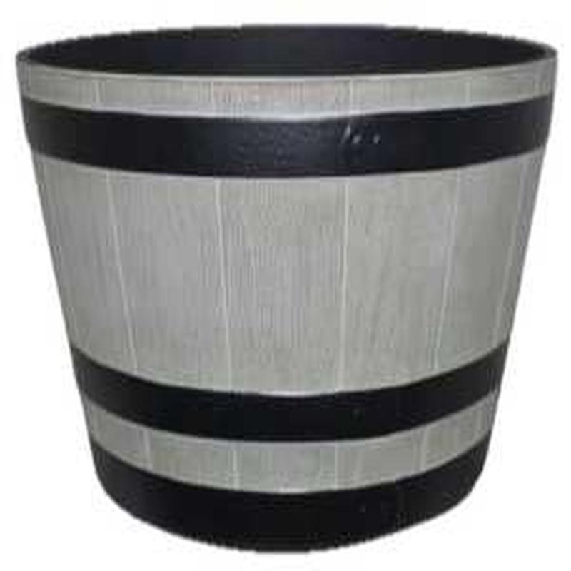 Southern Patio HDR-055488 Whiskey Barrel Planter, 22.24 in Dia, 13.04 in H, Round, Resin, Birchwood Gray