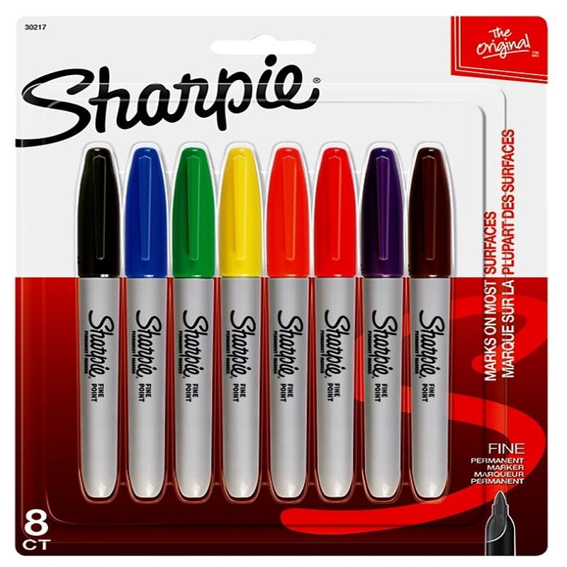 Sharpie 30217 Permanent Marker, Includes: Black, Blue, Orange, Purple, Green, Yellow, Red and Brown Markers