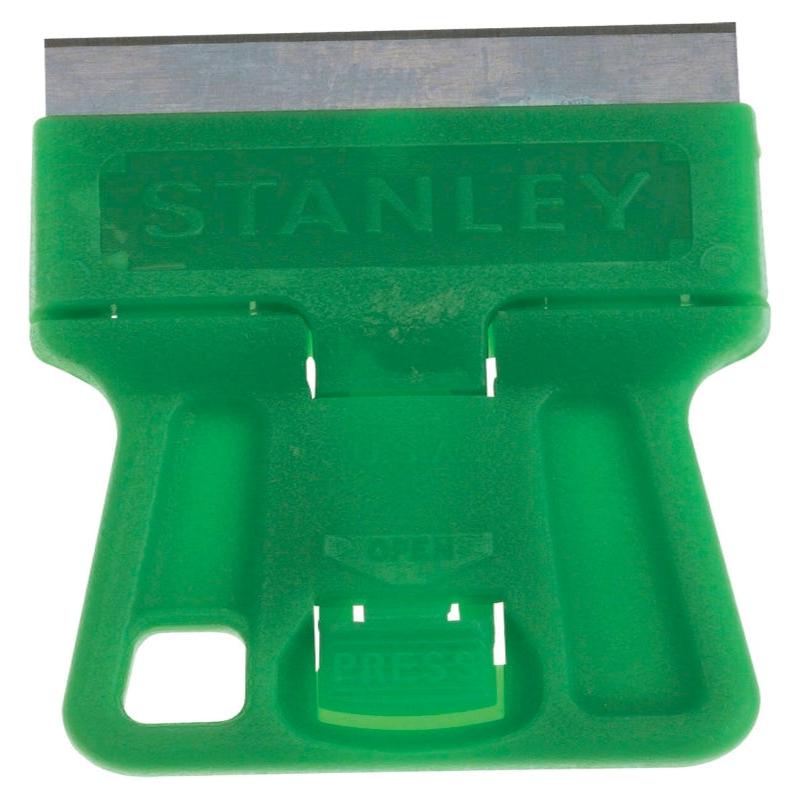 STANLEY 28-100 Scraper, 1-1/2 in W Blade, 1-Edge, Razor Blade, HCS Blade, Plastic Handle, 1-13/16 in OAL