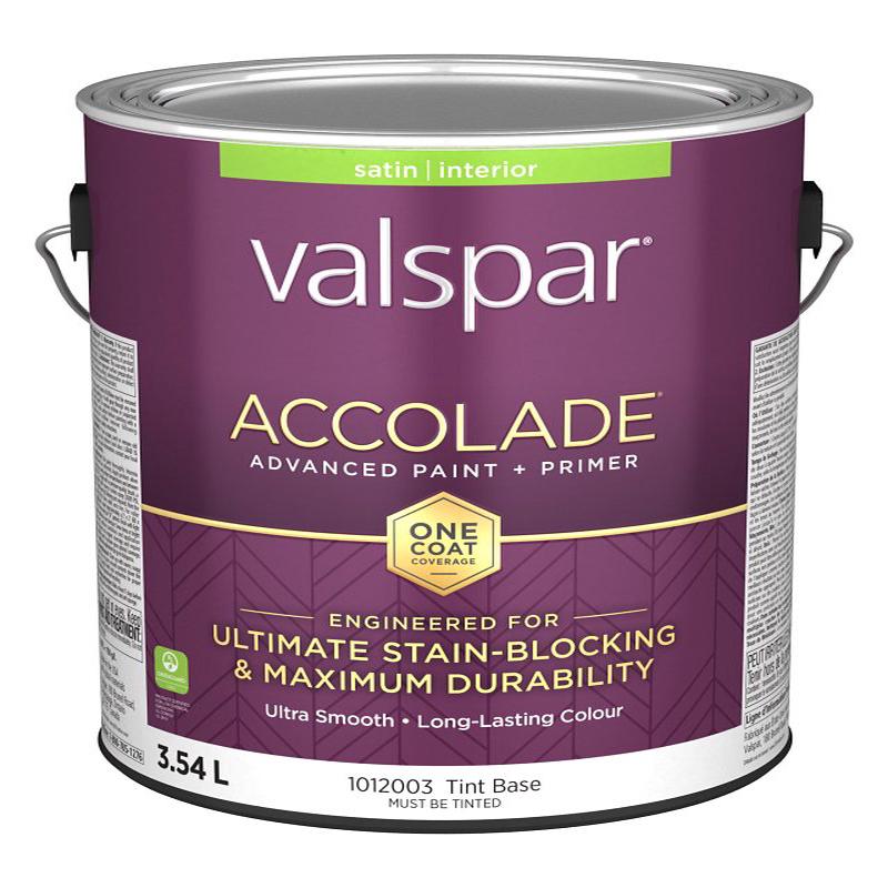 Accolade 029.1012003.007 Interior Paint and Primer, Acrylic, Satin, Tint Base, 1 gal, 37 sq-m Coverage Area