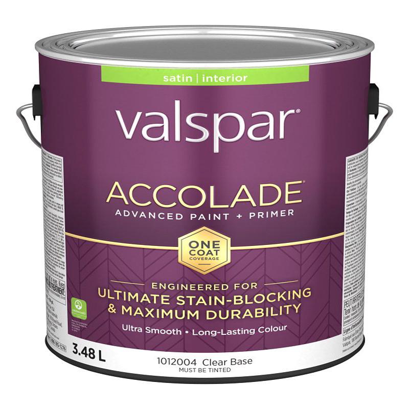 Accolade 029.1012004.007 Interior Paint and Primer, Acrylic, Satin, Clear, 1 gal, 37 sq-m Coverage Area