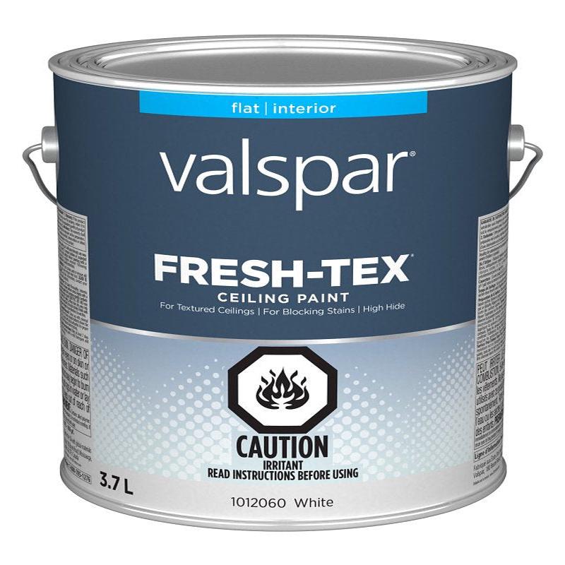 Valspar Fresh-Tex 029.1012060.007 Ceiling Paint, Flat, White, 1 gal, Alkyd