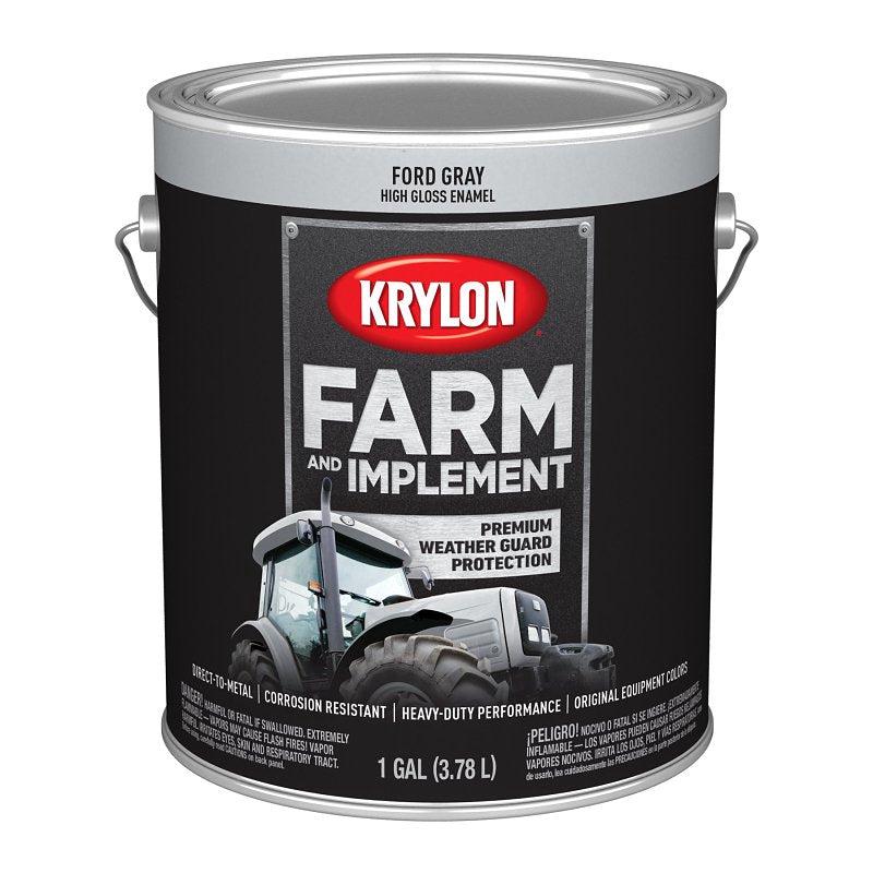 Krylon K01973008 Farm and Implement Paint, 1 gal, Gray, Liquid