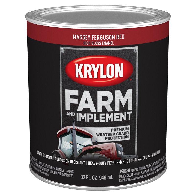 Krylon K02026008 Farm and Implement Paint, 1 qt, Red, Liquid