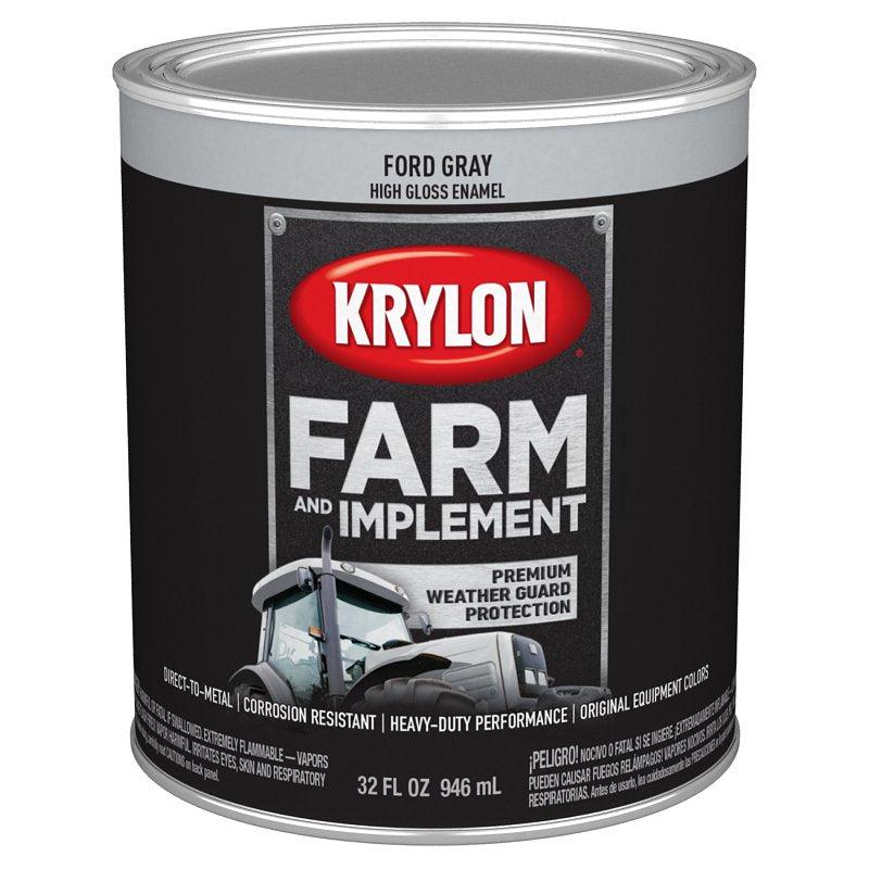 Krylon K02028008 Farm and Implement Paint, 1 qt, Gray, Liquid