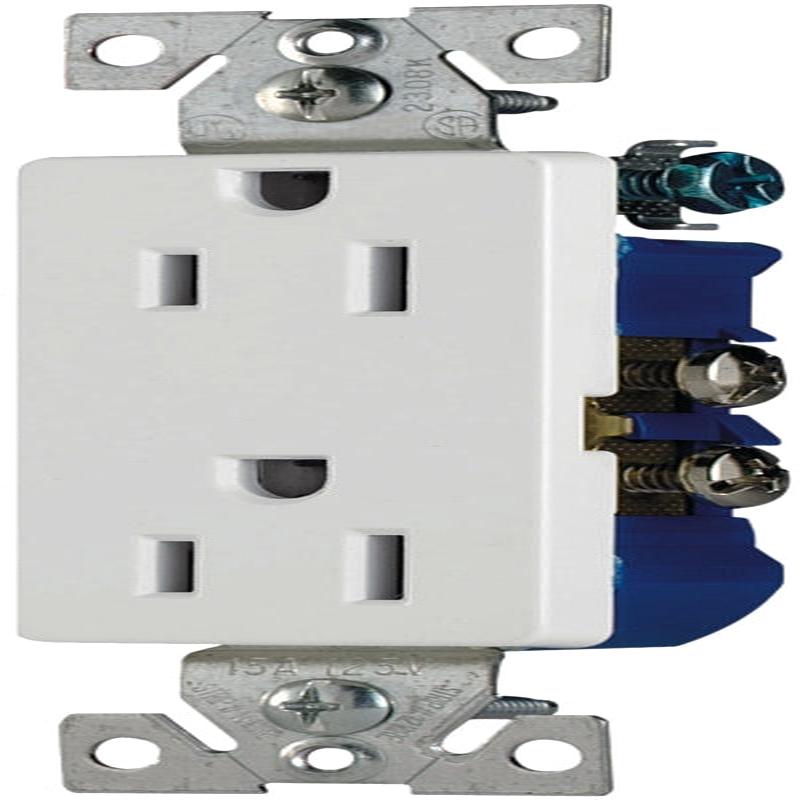 Eaton Wiring Devices 1107W-JP-C Duplex Receptacle, Nylon, White, 2-Pole, 15 A, 125 V, Back, Side Wiring