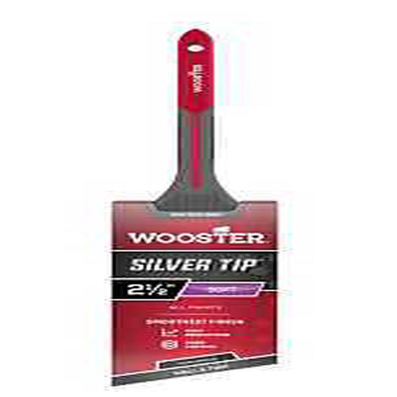Wooster Silver Tip GRIPTECH MAX Series G5224-2 1/2 Paint Brush, 2-1/2 in W, Thin Angle Brush, 2-7/8 in L Bristle
