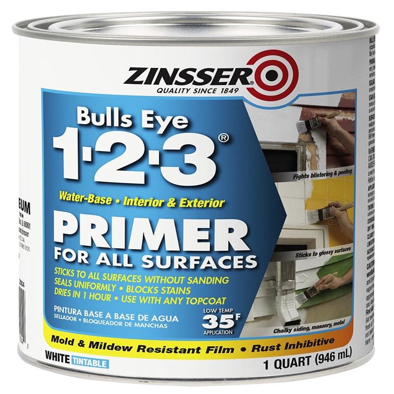 Zinsser 02004 Primer, 450 sq-ft/gal Coverage Area, White, 1 qt