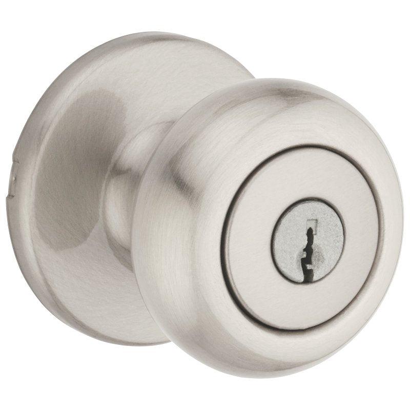 Kwikset 400CV 15 6AL RCS K3 V1 Entry Knob, Cove, Round, 2-1/2 in L x 2-5/8 in W x 2-5/8 in H Dimensions, Satin Nickel