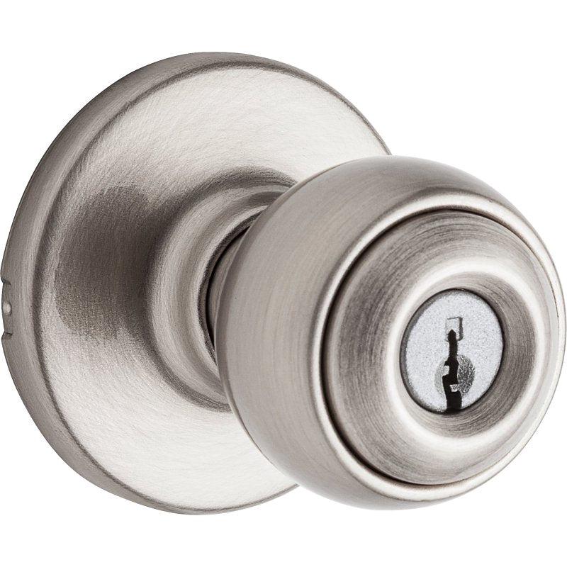 Kwikset 400P 15 6AL RCS Entry Knob, Ball, Polo, Satin Nickel, Zinc, KW1 Keyway, Re-Key Technology: Smartkey, 3 Grade