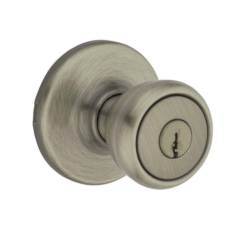 Kwikset 400T 5 6AL RCS K3 Entry Knob, Bell, Tylo, Antique Brass, Zinc, K3, KW1 Keyway, Residential, 3 Grade