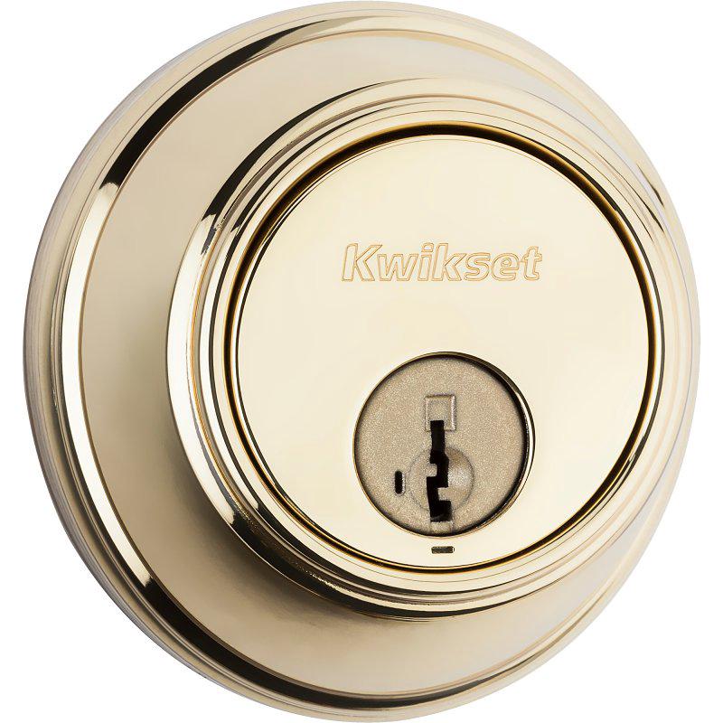 Kwikset 817 3 SMT RCAL RCS UL Deadbolt, 2 Grade, Keyed Key, Zinc, Polished Brass, 2-3/8 to 2-3/4 in Backset, KW1 Keyway