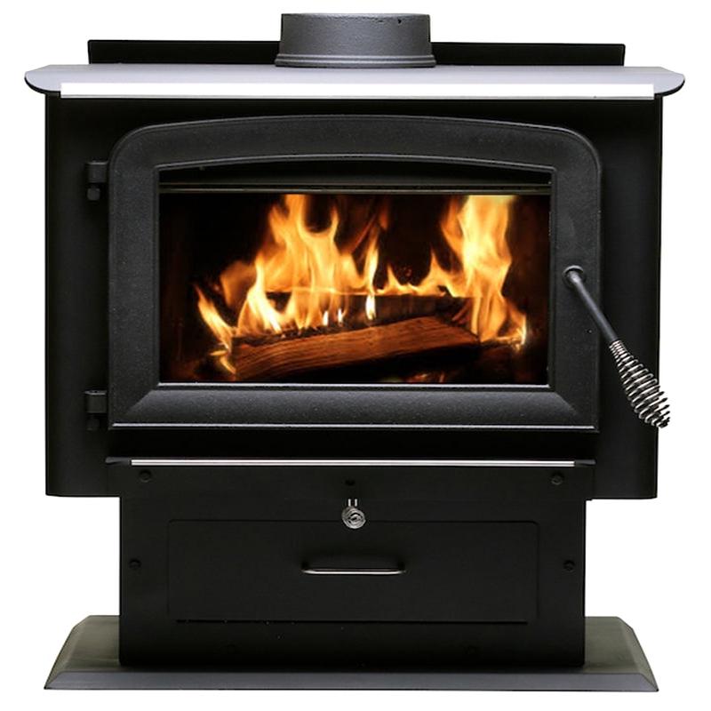US Stove Ashley Hearth Wood Stove AW2020E-P Pedestal Stove, 27 in W, 20-1/4 in D, 30.78 in H, 89000 Btu Heating, Steel