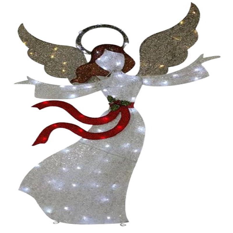 Santas Forest 52909 Pre-Lit 3D Mesh Fabric Angel, White, LED, Internal Light