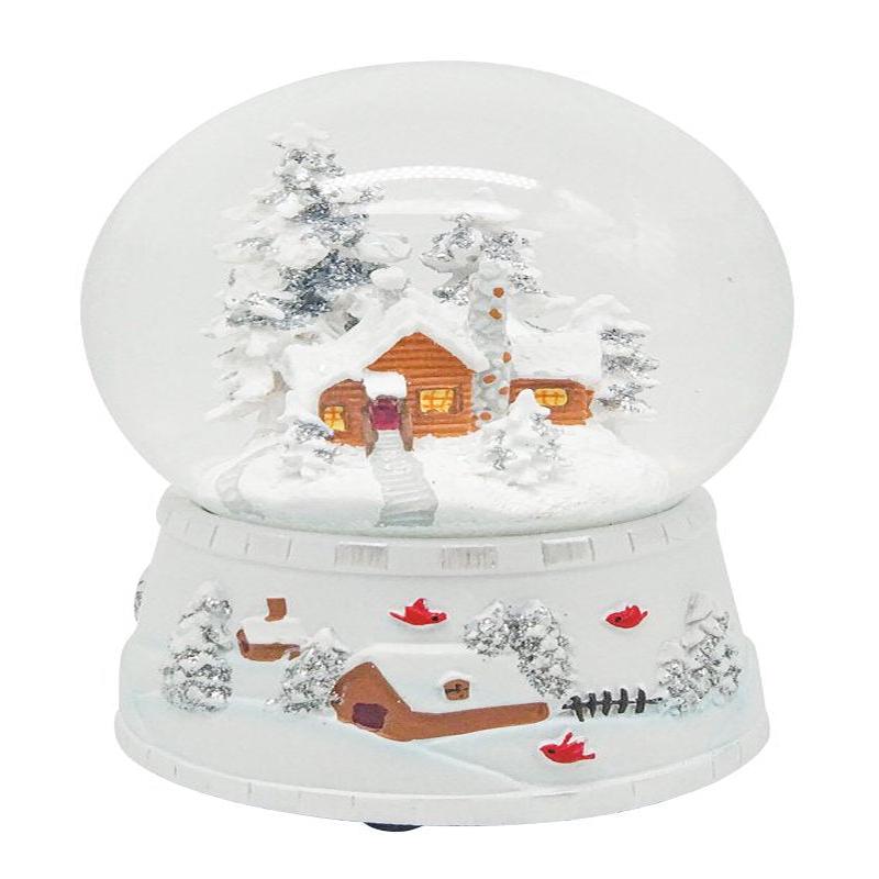 Santas Forest 92907 Farm House Water Snow Globe, 5.33 in H, Glass/Resin, White