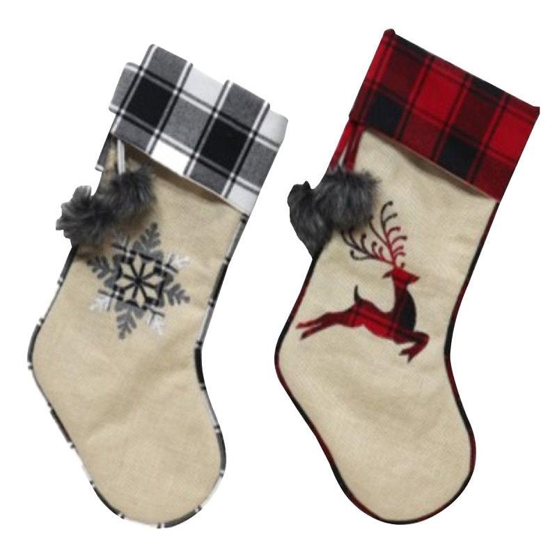 49925 PLAID/BURLAP STCKNG 20IN