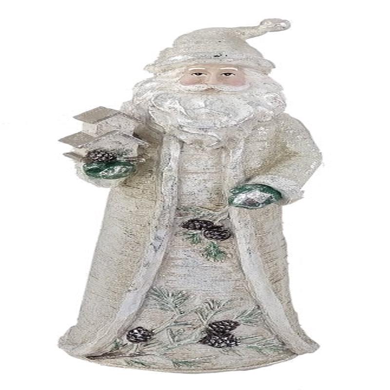 Santas Forest 89945 Santa Figurine, 16.5 in H, Birch Santa Figurine, Resin, Gray