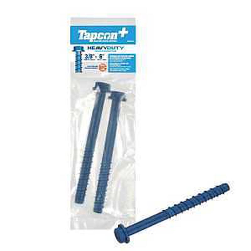 Tapcon+ 50446 Heavy-Duty Concrete Screw Anchor, 3/8 in Dia, 6 in L, Carbon Steel, Blue Climaseal-Coated