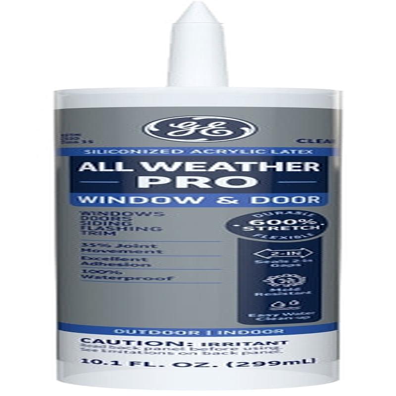 GE Siliconized Advanced Acrylic 3005190 Window & Door Sealant, Clear, 1 to 14 days Curing, 10 fl-oz Cartridge