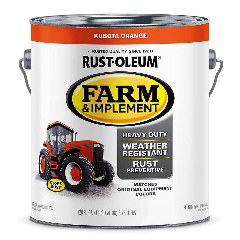 Specialty 280183 Farm Equipment Paint, Oil Base, Gloss Sheen, Kubota Orange, 1 gal, 520 sq-ft/gal Coverage Area