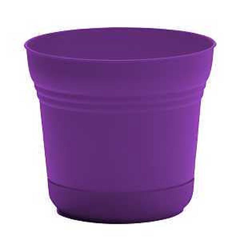 Bloem Saturn Series SP12928 Planter, 10-3/4 in H, 12-1/4 in W, 12-1/4 in D, Round, Plastic, Royal Lilac, Matte