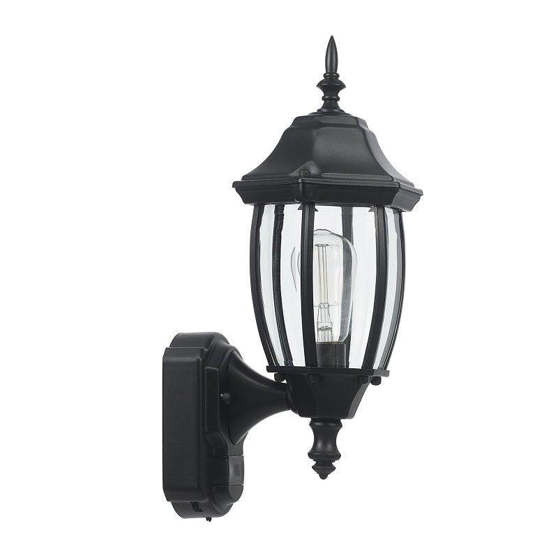 globe Ashford 60000002 Motion-Sensing Wall Lantern, LED Lamp, Black Fixture, Matte Black Fixture