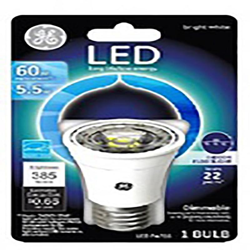 GE 26384 LED Bulb, Flood/Spotlight, PAR16 Lamp, 60 W Equivalent, GU10 Lamp Base, Dimmable, Warm White Light