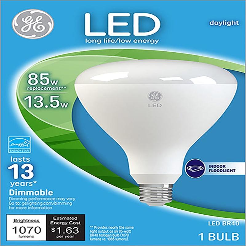 GE 35316 LED Bulb, Flood/Spotlight, BR40 Lamp, 85 W Equivalent, E26 Lamp Base, Dimmable, Daylight Light