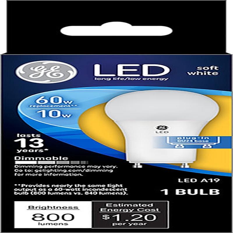 GE 44775 LED Bulb, General Purpose, A19 Lamp, GU24 Lamp Base, Dimmable