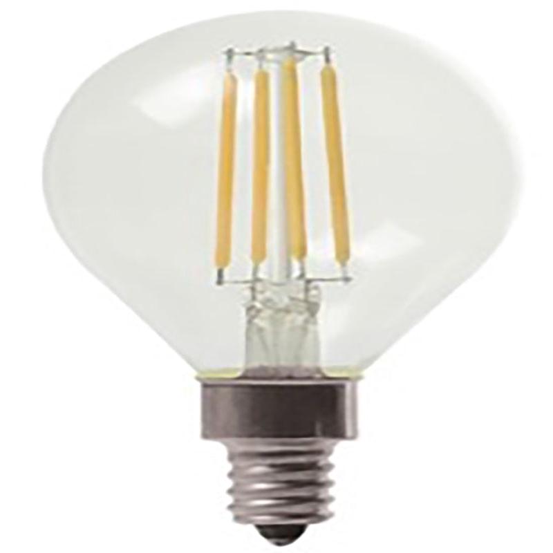 GE Industrial Solutions 24547 LED Bulb, Globe, G16 Lamp, 60 W Equivalent, E12 Lamp Base, Dimmable, Clear