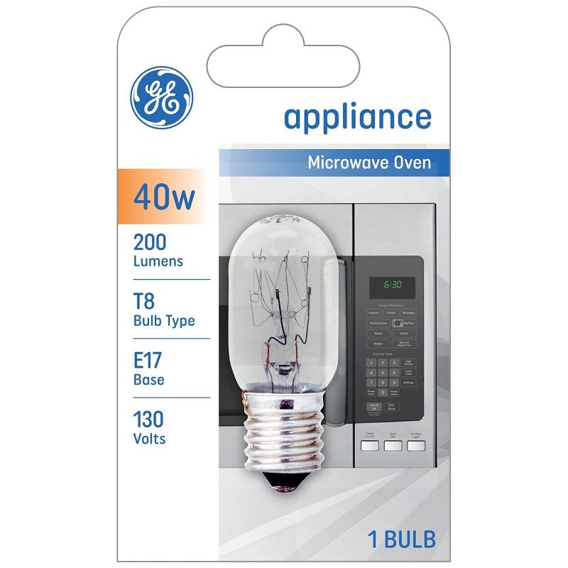 GE 84081 Incandescent Bulb, 40 W, T8 Lamp, E17 Lamp Base, 200 Lumens, 1200 hr Average Life