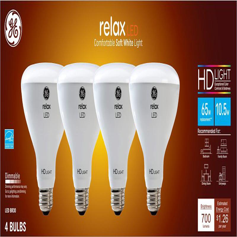GE 93110832 LED Bulb, Flood/Spotlight, BR30 Lamp, 65 W Equivalent, Medium Lamp Base, Dimmable, Frosted, Soft White Light