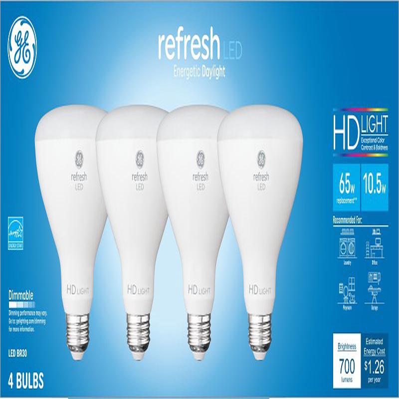 GE 93110833 LED Bulb, Flood/Spotlight, BR30 Lamp, 65 W Equivalent, Medium Lamp Base, Dimmable, Frosted, Daylight Light