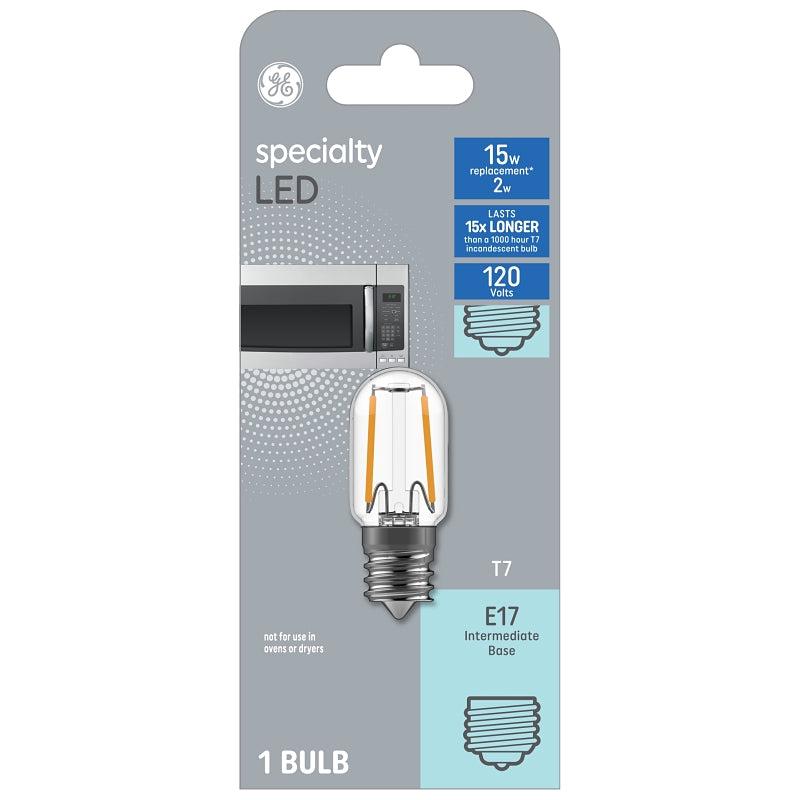 GE 93128997 LED Light Bulb, T7 Lamp, 15 W Equivalent, E17 Intermediate Lamp Base, No, Frosted, Warm White Light