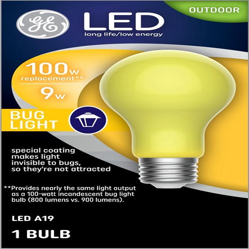GE 93129711 LED Bulb, Bug, Outdoor, 100 W Equivalent, Medium Lamp Base, Non-Dimmable, Warm White Light