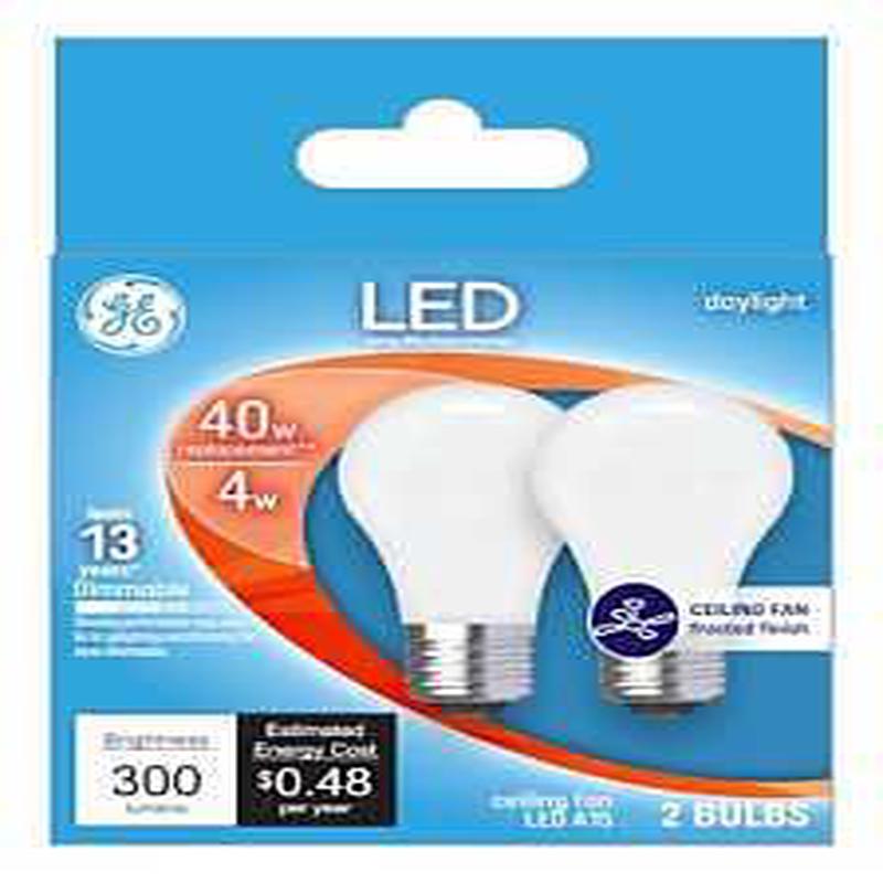 GE Industrial Solutions 28392 LED Bulb, General Purpose, 300 Lumens, 4 W, A15 Lamp, E26 Lamp Base, Dimmable, Frosted